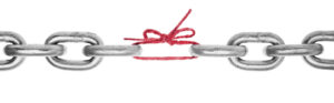 chain with a string replacing one of the links representing weakness